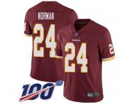 #24 Limited Josh Norman Burgundy Red Football Home Youth Jersey Washington Redskins Vapor Untouchable 100th Season