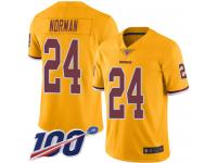 #24 Limited Josh Norman Gold Football Youth Jersey Washington Redskins Rush Vapor Untouchable 100th Season