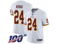 #24 Limited Josh Norman White Football Road Youth Jersey Washington Redskins Vapor Untouchable 100th Season