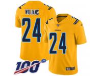 #24 Limited Trevor Williams Gold Football Men's Jersey Los Angeles Chargers Inverted Legend 100th Season