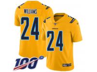 #24 Limited Trevor Williams Gold Football Youth Jersey Los Angeles Chargers Inverted Legend 100th Season