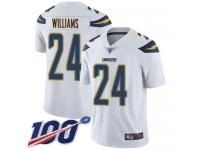 #24 Limited Trevor Williams White Football Road Men's Jersey Los Angeles Chargers Vapor Untouchable 100th Season