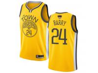 #24  Rick Barry Yellow Basketball Men's Jersey Golden State Warriors Earned Edition 2019 Basketball Finals Bound