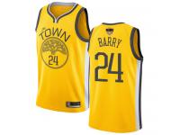#24  Rick Barry Yellow Basketball Youth Jersey Golden State Warriors Earned Edition 2019 Basketball Finals Bound