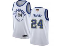 #24 Swingman Rick Barry White Basketball Women's Jersey Golden State Warriors Hardwood Classics 2019 Basketball Finals Bound