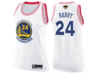 #24 Swingman Rick Barry White Pink Basketball Women's Jersey Golden State Warriors Fashion 2019 Basketball Finals Bound