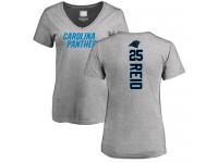 #25 Eric Reid Ash Football Backer V-Neck Women's Carolina Panthers T-Shirt
