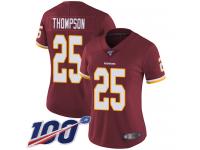 #25 Limited Chris Thompson Burgundy Red Football Home Women's Jersey Washington Redskins Vapor Untouchable 100th Season