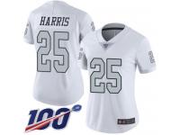 #25 Limited Erik Harris White Football Women's Jersey Oakland Raiders Rush Vapor Untouchable 100th Season