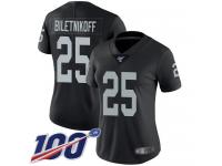 #25 Limited Fred Biletnikoff Black Football Home Women's Jersey Oakland Raiders Vapor Untouchable 100th Season