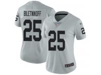 #25 Limited Fred Biletnikoff Silver Football Women's Jersey Oakland Raiders Inverted Legend