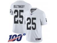 #25 Limited Fred Biletnikoff White Football Road Youth Jersey Oakland Raiders Vapor Untouchable 100th Season