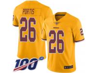 #26 Limited Clinton Portis Gold Football Youth Jersey Washington Redskins Rush Vapor Untouchable 100th Season