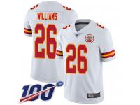#26 Limited Damien Williams White Football Road Men's Jersey Kansas City Chiefs Vapor Untouchable 100th Season