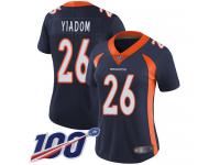 #26 Limited Isaac Yiadom Navy Blue Football Alternate Women's Jersey Denver Broncos Vapor Untouchable 100th Season