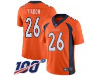 #26 Limited Isaac Yiadom Orange Football Home Youth Jersey Denver Broncos Vapor Untouchable 100th Season