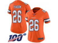 #26 Limited Isaac Yiadom Orange Football Women's Jersey Denver Broncos Rush Vapor Untouchable 100th Season