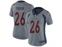 #26 Limited Isaac Yiadom Silver Football Women's Jersey Denver Broncos Inverted Legend