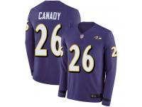 #26 Limited Maurice Canady Purple Football Men's Jersey Baltimore Ravens Therma Long Sleeve