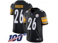 #26 Limited Rod Woodson Black Football Home Men's Jersey Pittsburgh Steelers Vapor Untouchable 100th Season