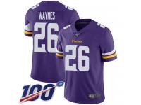 #26 Limited Trae Waynes Purple Football Home Men's Jersey Minnesota Vikings Vapor Untouchable 100th Season