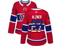 #27 Adidas Authentic Karl Alzner Women's Red NHL Jersey - Montreal Canadiens USA Flag Fashion