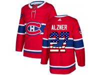 #27 Adidas Authentic Karl Alzner Youth Red NHL Jersey - Montreal Canadiens USA Flag Fashion