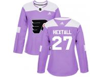 #27 Authentic Ron Hextall Purple Adidas NHL Women's Jersey Philadelphia Flyers Fights Cancer Practice