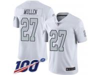 #27 Limited Trayvon Mullen White Football Youth Jersey Oakland Raiders Rush Vapor Untouchable 100th Season