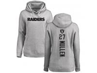 #27 Trayvon Mullen Ash Football Backer Women's Oakland Raiders Pullover Hoodie