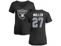 #27 Trayvon Mullen Black Football Name & Number Logo Women's Oakland Raiders T-Shirt