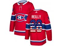 #28 Adidas Authentic Mike Reilly Youth Red NHL Jersey - Montreal Canadiens USA Flag Fashion