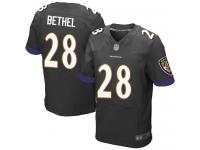 #28 Elite Justin Bethel Black Football Alternate Men's Jersey Baltimore Ravens