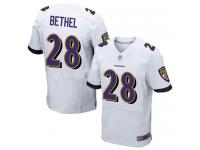 #28 Elite Justin Bethel White Football Road Men's Jersey Baltimore Ravens