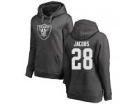 #28 Josh Jacobs Ash Football One Color Women's Oakland Raiders Pullover Hoodie