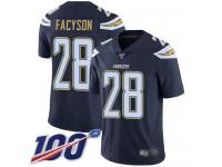 #28 Limited Brandon Facyson Navy Blue Football Home Youth Jersey Los Angeles Chargers Vapor Untouchable 100th Season