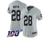 #28 Limited Doug Martin Silver Football Women's Jersey Oakland Raiders Inverted Legend 100th Season