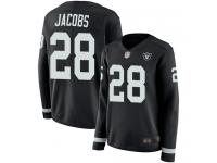 #28 Limited Josh Jacobs Black Football Women's Jersey Oakland Raiders Therma Long Sleeve