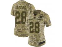 #28 Limited Josh Jacobs Camo Football Women's Jersey Oakland Raiders 2018 Salute to Service