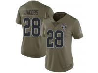 #28 Limited Josh Jacobs Olive Football Women's Jersey Oakland Raiders 2017 Salute to Service