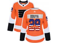 #29 Authentic Johnny Oduya Orange Adidas NHL Women's Jersey Philadelphia Flyers USA Flag Fashion