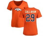 #29 Bryce Callahan Orange Football Name & Number Logo Women's Denver Broncos T-Shirt