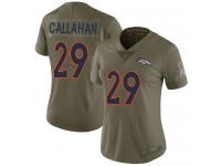 #29 Limited Bryce Callahan Olive Football Women's Jersey Denver Broncos 2017 Salute to Service