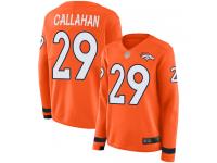 #29 Limited Bryce Callahan Orange Football Women's Jersey Denver Broncos Therma Long Sleeve