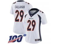 #29 Limited Bryce Callahan White Football Road Women's Jersey Denver Broncos Vapor Untouchable 100th Season