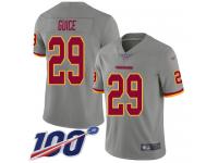 #29 Limited Derrius Guice Gray Football Men's Jersey Washington Redskins Inverted Legend 100th Season