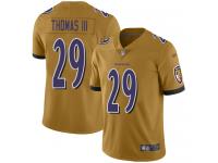 #29 Limited Earl Thomas III Gold Football Men's Jersey Baltimore Ravens Inverted Legend Vapor Rush