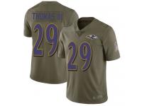 #29 Limited Earl Thomas III Olive Football Men's Jersey Baltimore Ravens 2017 Salute to Service