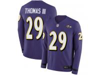 #29 Limited Earl Thomas III Purple Football Men's Jersey Baltimore Ravens Therma Long Sleeve