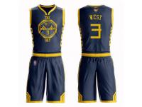 #3  David West Navy Blue Basketball Youth Golden State Warriors Suit City Edition 2019 Basketball Finals Bound